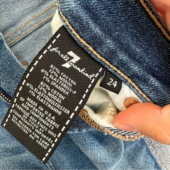 7 For All Mankind The High Waist Skinny Ankle Silver Stripe Medium Wash Jeans - Picture 6 of 7